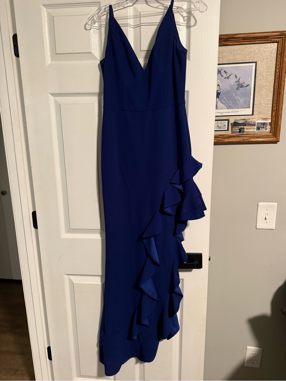 Royal Blue Ruffle-Trim Maxi Dress